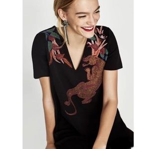 ZARA - Exotic Leopard Embellished T-Shirt Dress